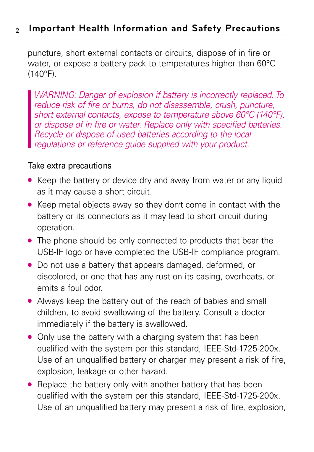 LG Electronics MFL67011201(1.0)G, Vortex manual Important Health Information and Safety Precautions 