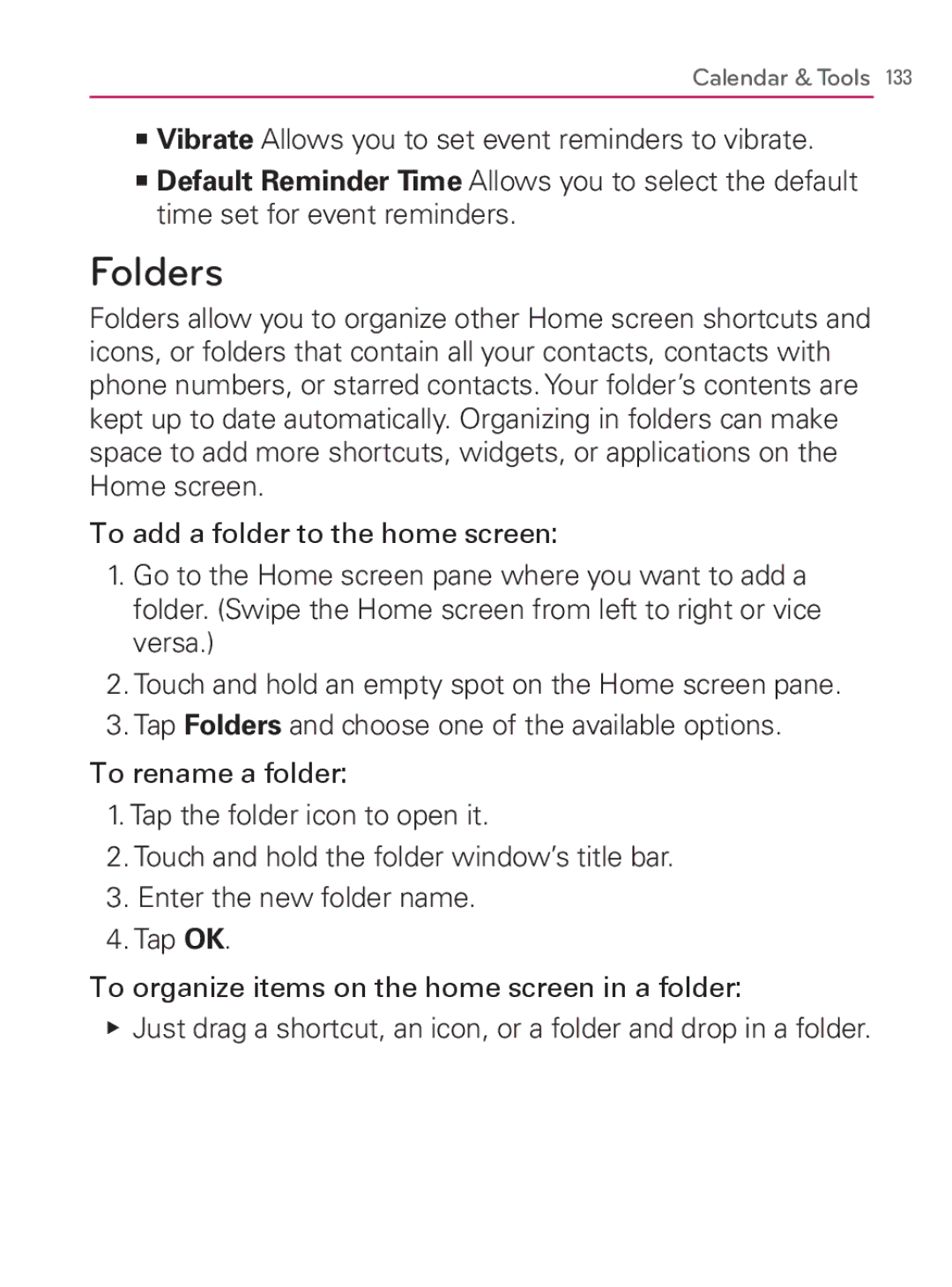 LG Electronics MFL67014001(1.2) manual Folders 