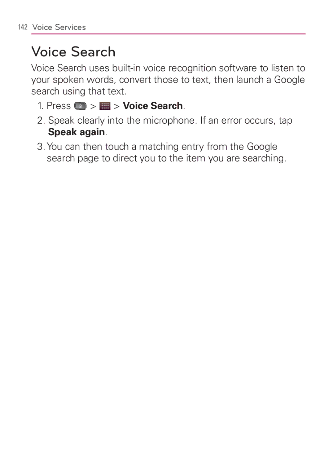 LG Electronics MFL67014001(1.2) manual Voice Search 