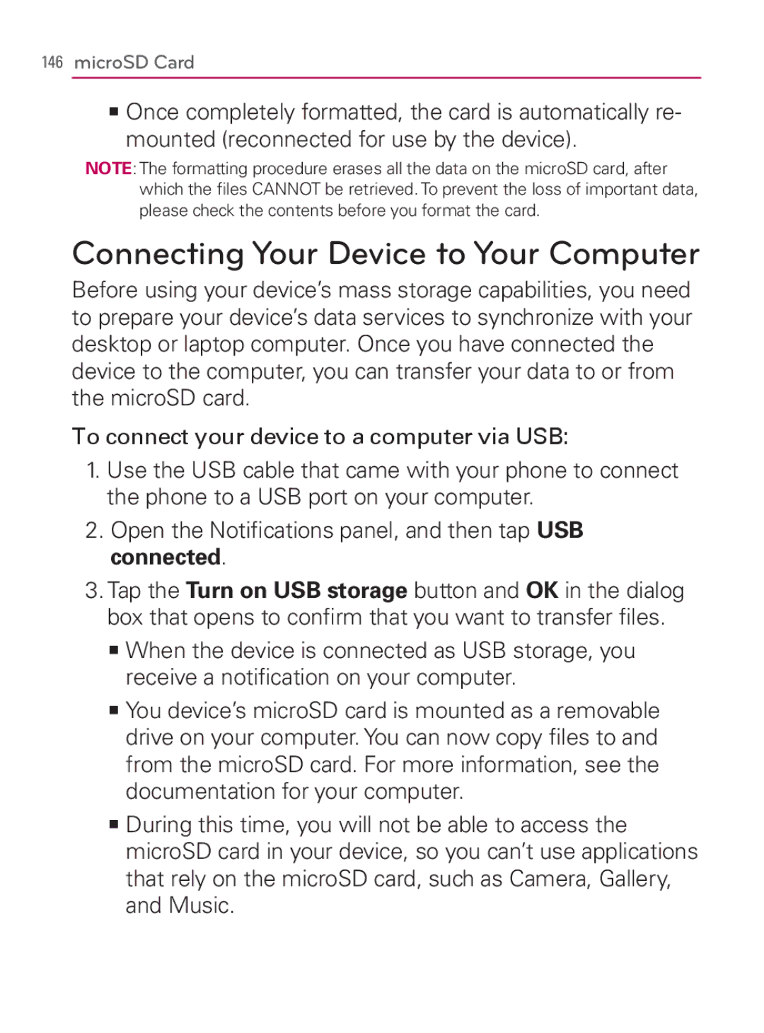 LG Electronics MFL67014001(1.2) manual Connecting Your Device to Your Computer 