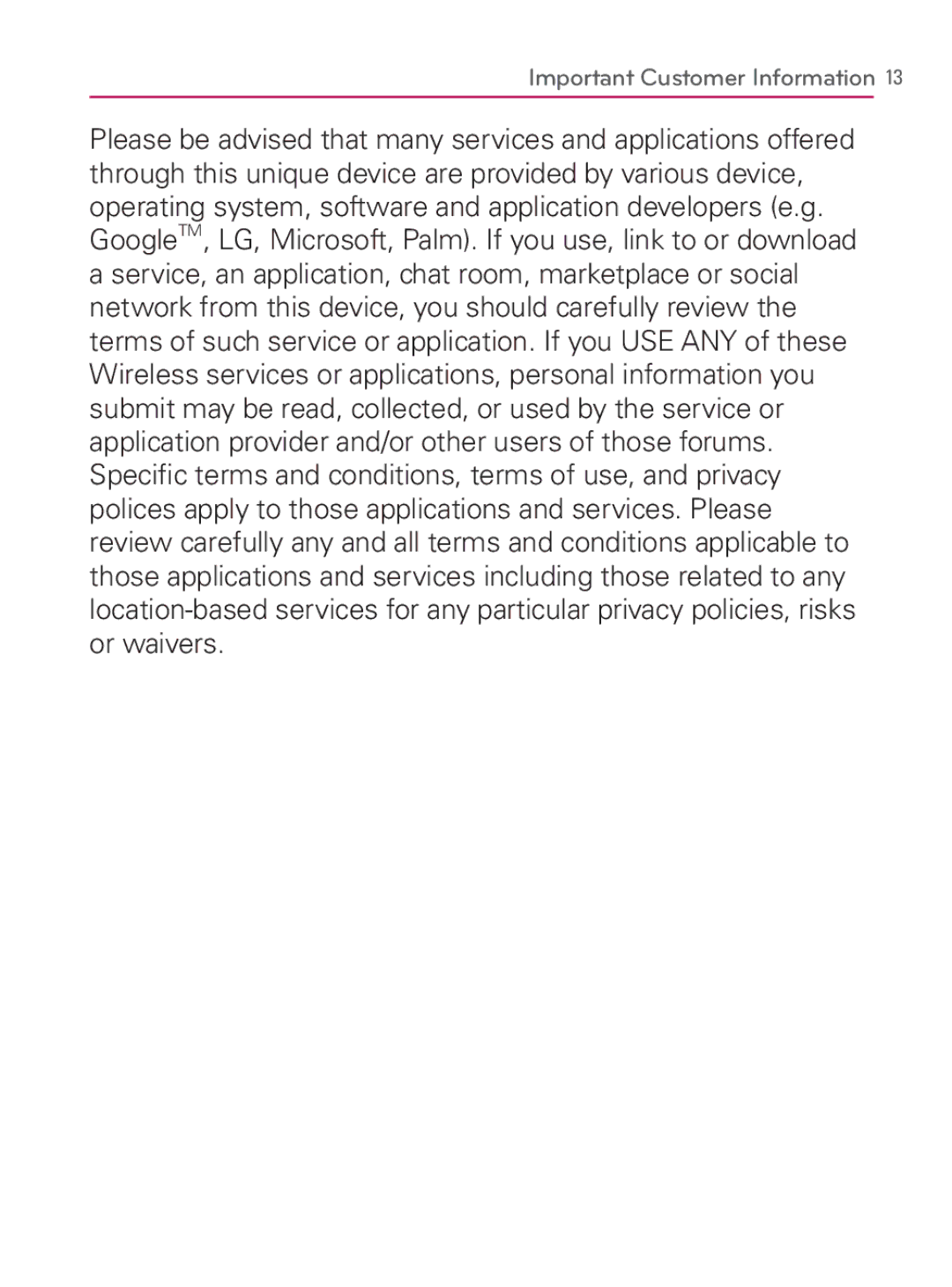 LG Electronics MFL67014001(1.2) manual Important Customer Information 