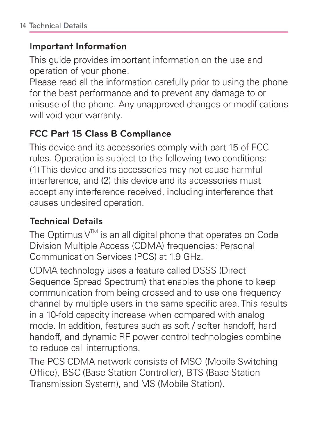 LG Electronics MFL67014001(1.2) manual Important Information, FCC Part 15 Class B Compliance, Technical Details 