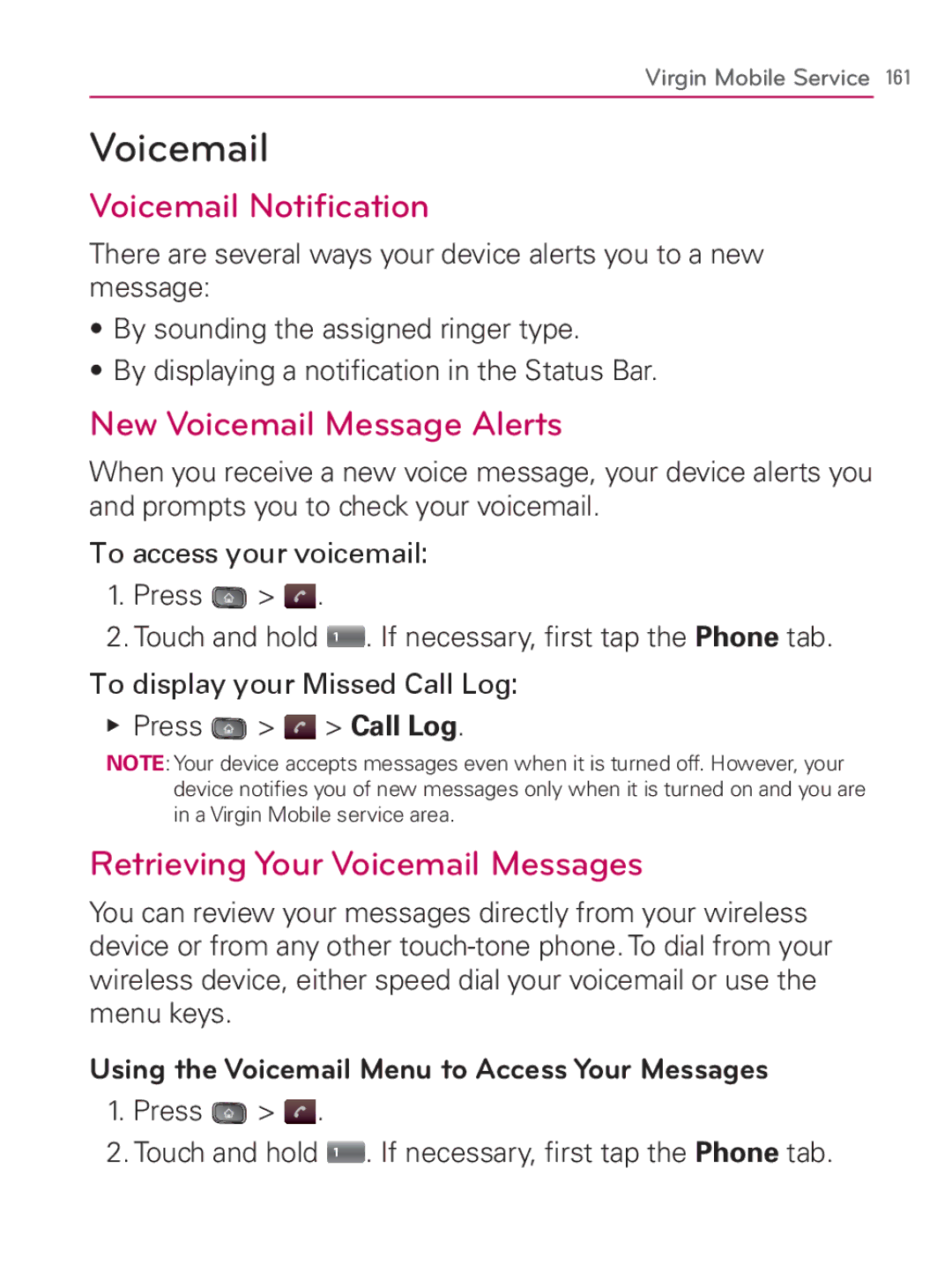 LG Electronics MFL67014001(1.2) manual Voicemail Notiﬁcation, New Voicemail Message Alerts 