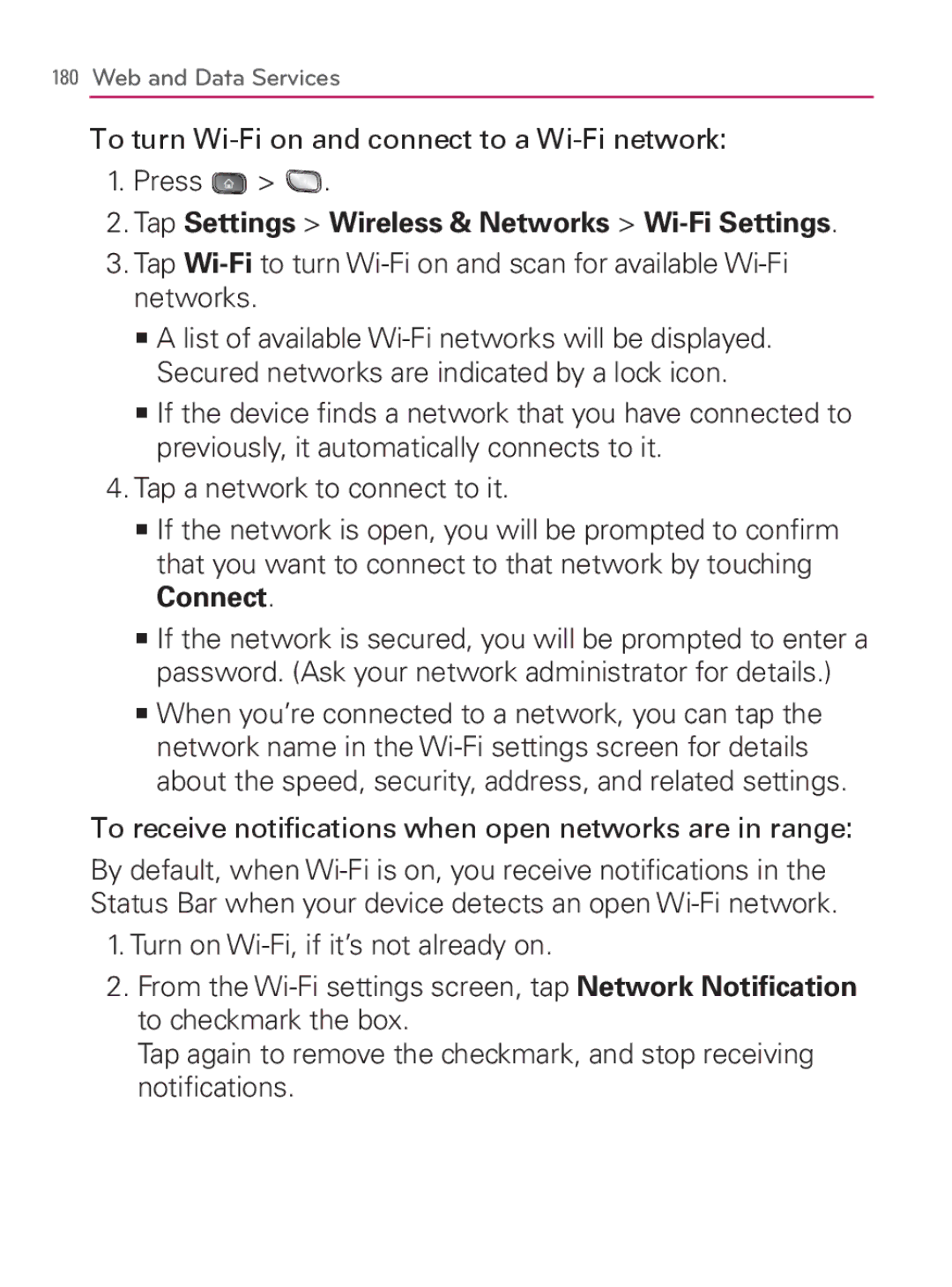 LG Electronics MFL67014001(1.2) manual To turn Wi-Fi on and connect to a Wi-Fi network Press 