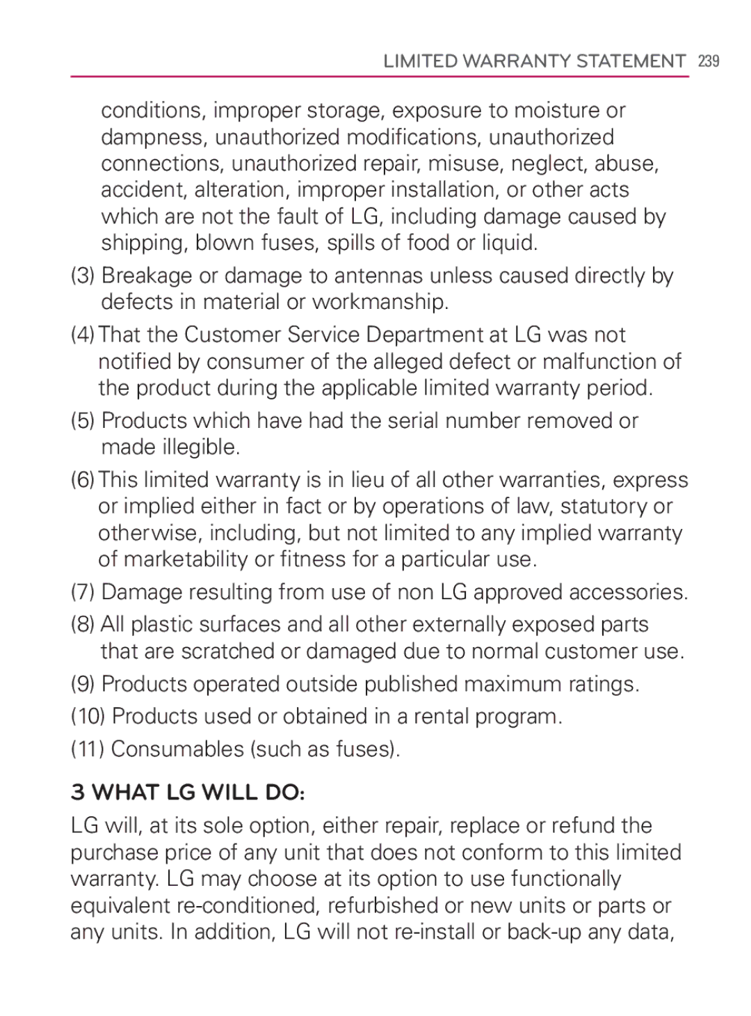 LG Electronics MFL67014001(1.2) manual What LG will do 