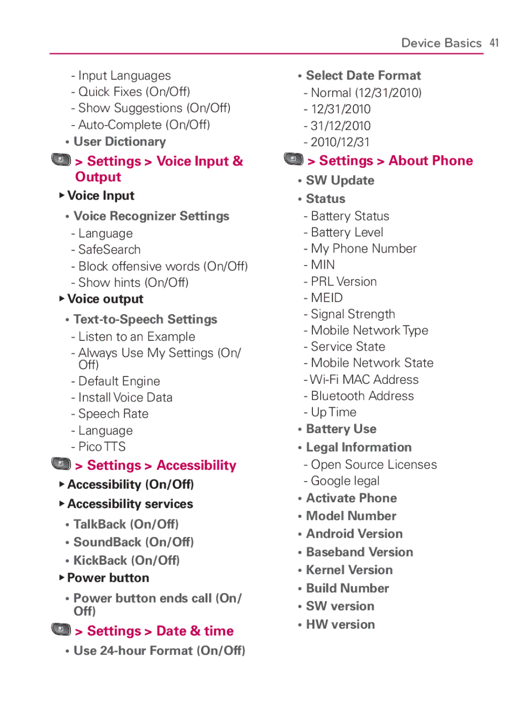 LG Electronics MFL67014001(1.2) manual Settings Date & time 