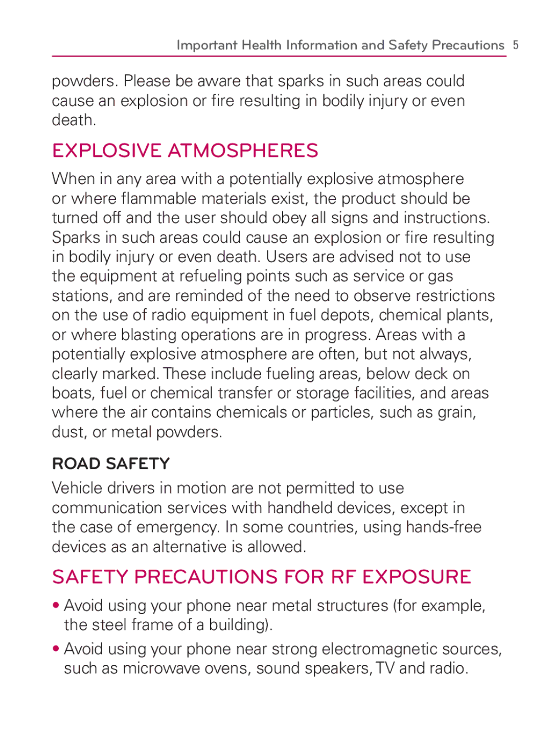 LG Electronics MFL67014001(1.2) manual Explosive Atmospheres 