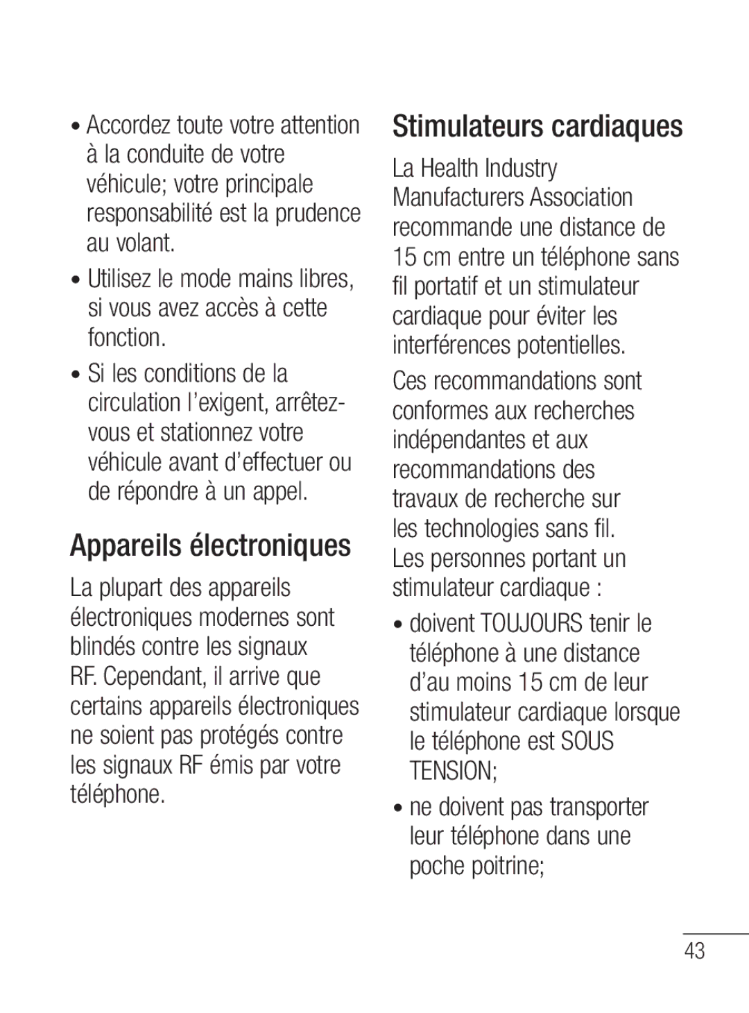 LG Electronics MFL67020402 manual Appareils électroniques, Stimulateurs cardiaques 