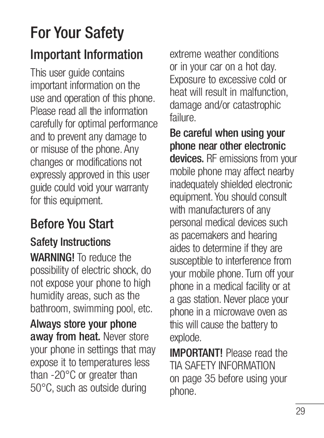 LG Electronics MFL67020402 manual For Your Safety, Important Information, Before You Start, Safety Instructions 