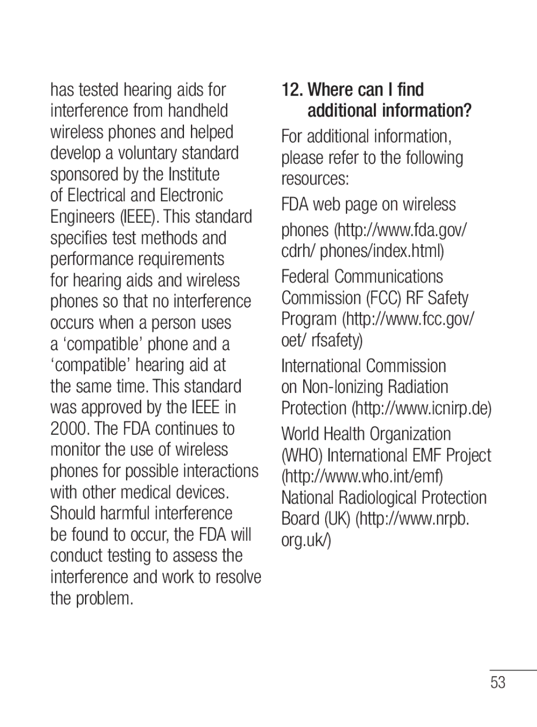 LG Electronics MFL67020402 manual FDA web page on wireless 