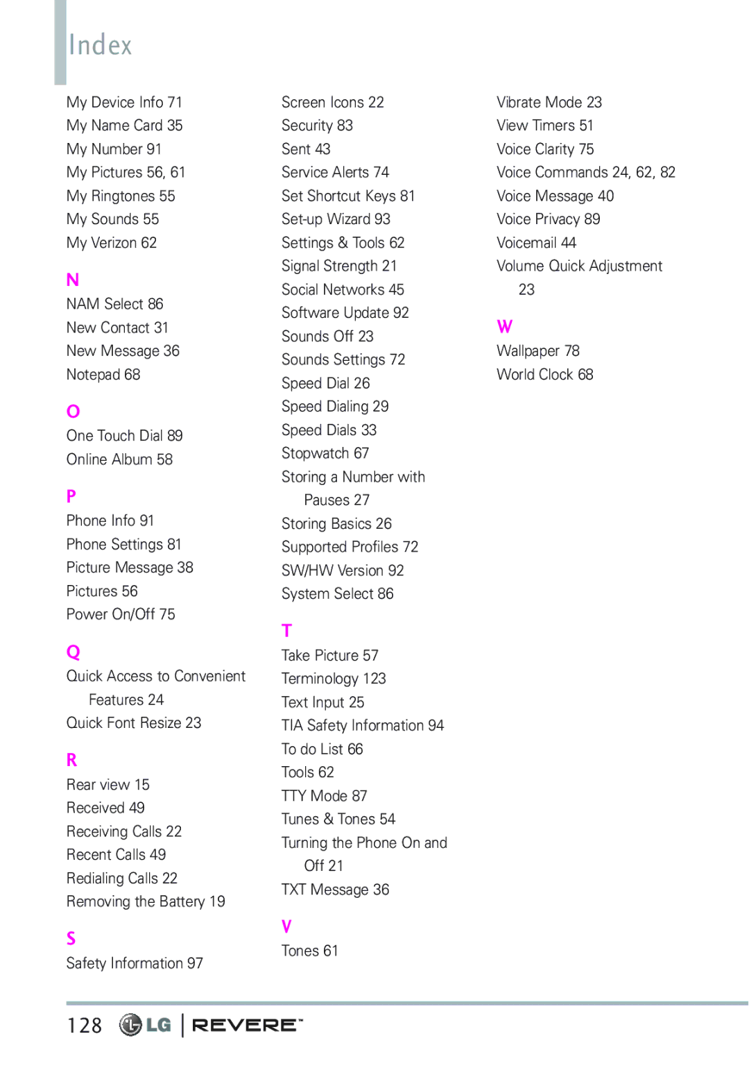 LG Electronics MFL67261701 manual Index, 128 