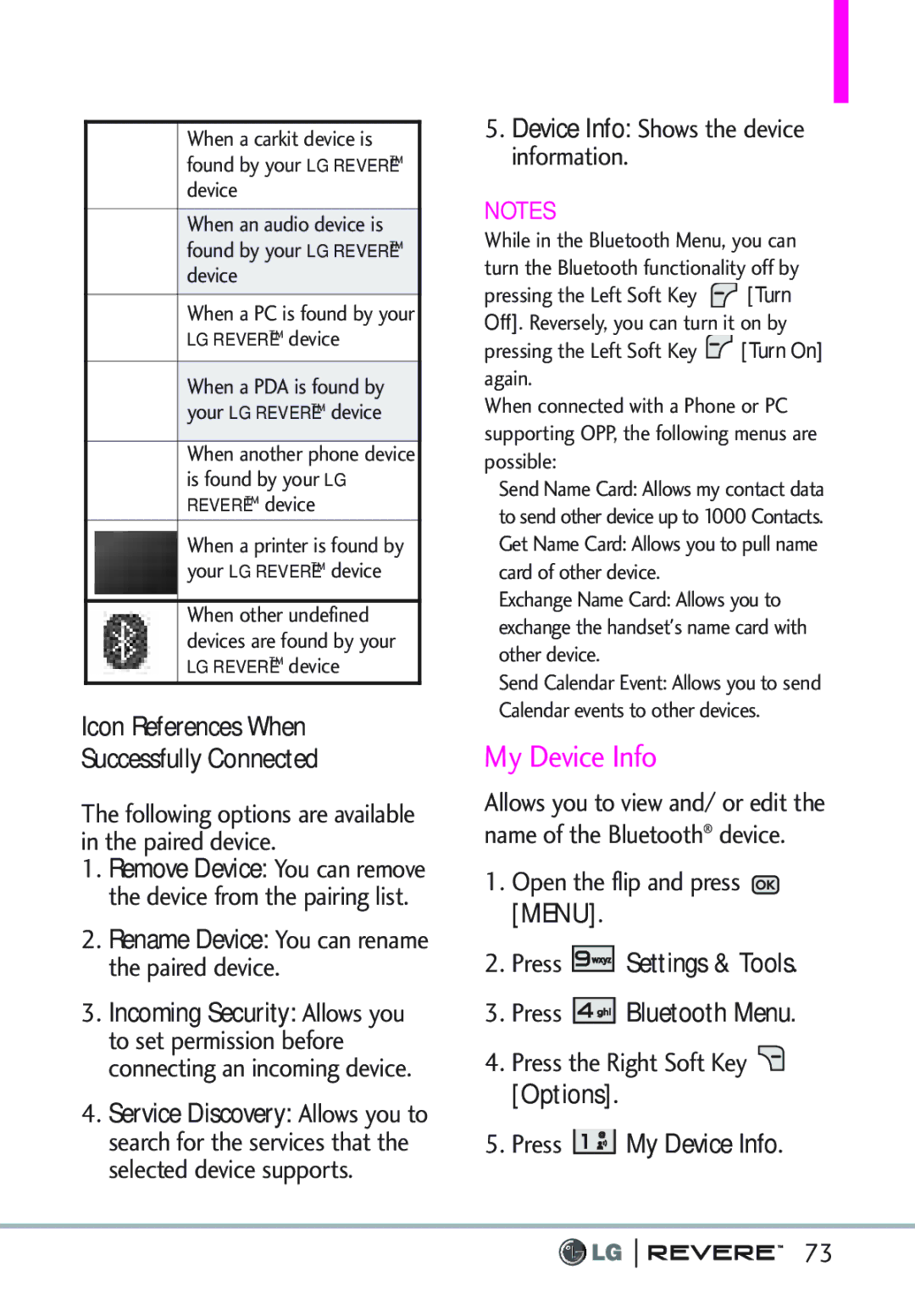 LG Electronics MFL67261701 manual Icon References When Successfully Connected, Press My Device Info 