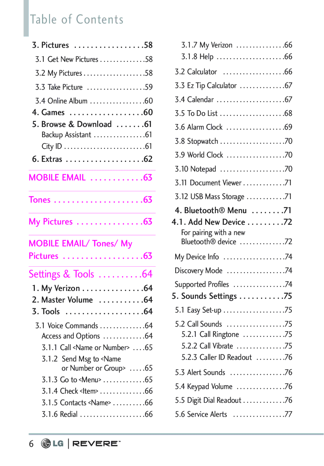 LG Electronics MFL67261701 manual Table of Contents 