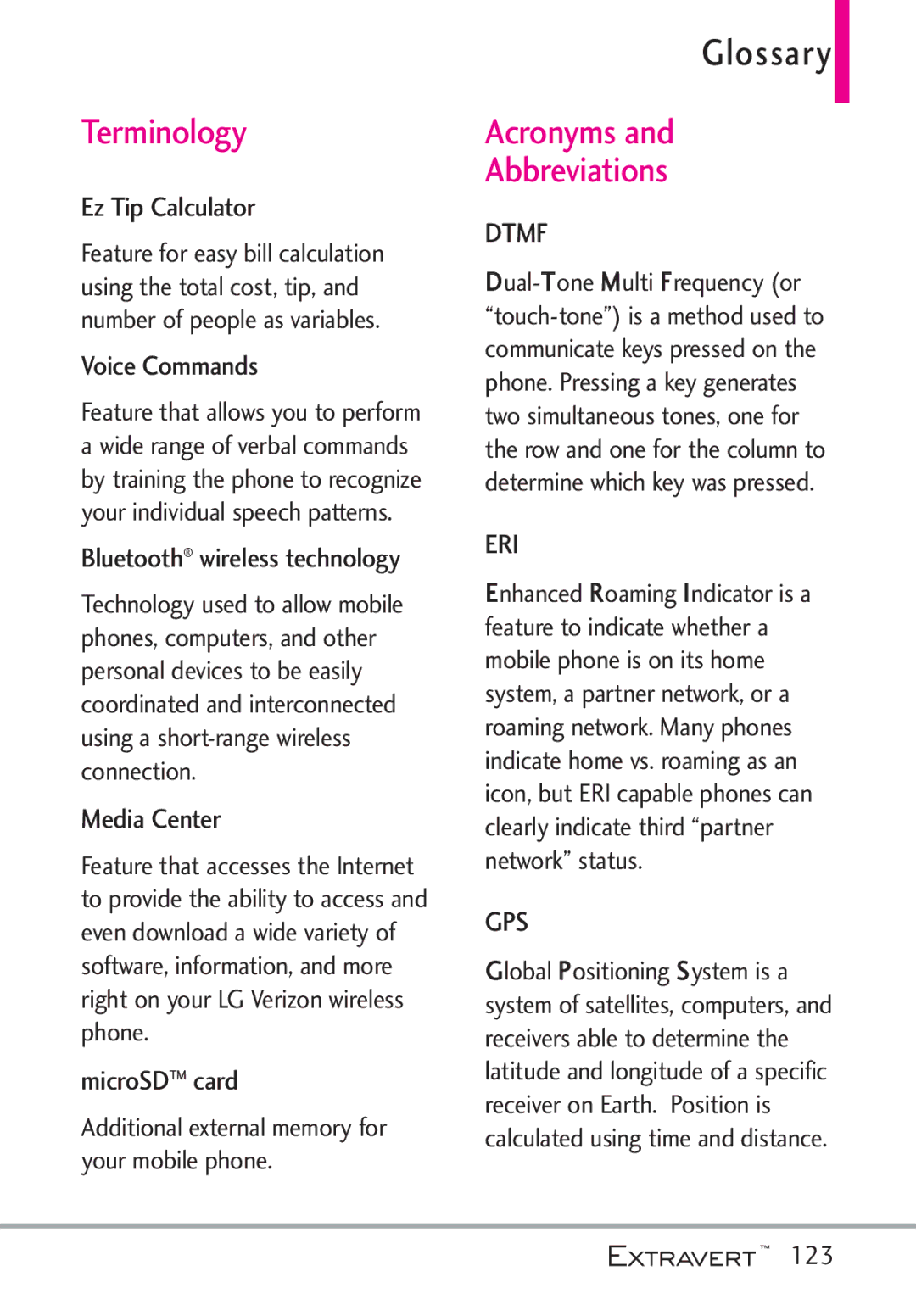 LG Electronics MFL67402301(1.0)H manual Glossary, Terminology, Acronyms Abbreviations 