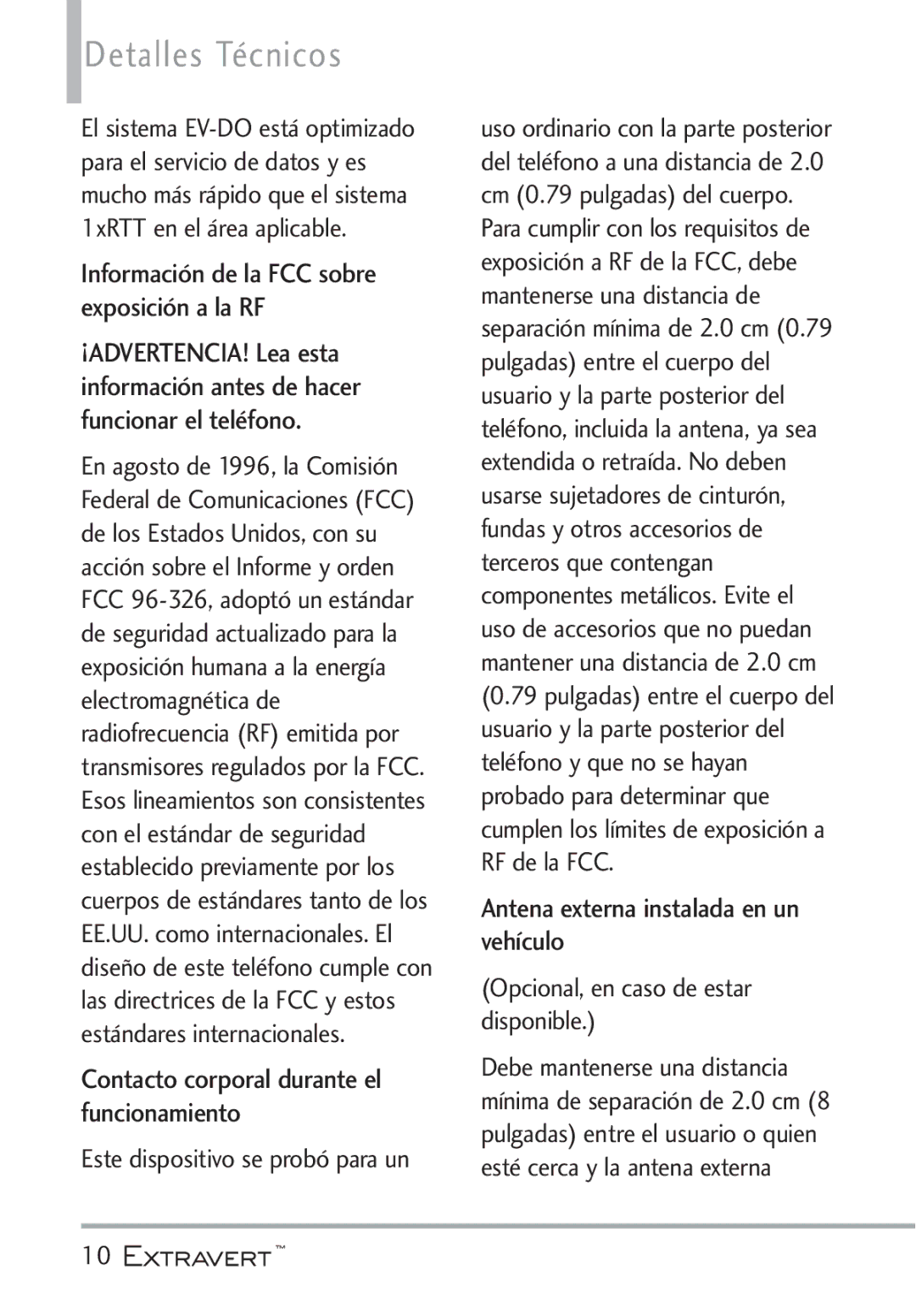 LG Electronics MFL67402301(1.0)H manual Detalles Técnicos, Antena externa instalada en un vehículo 