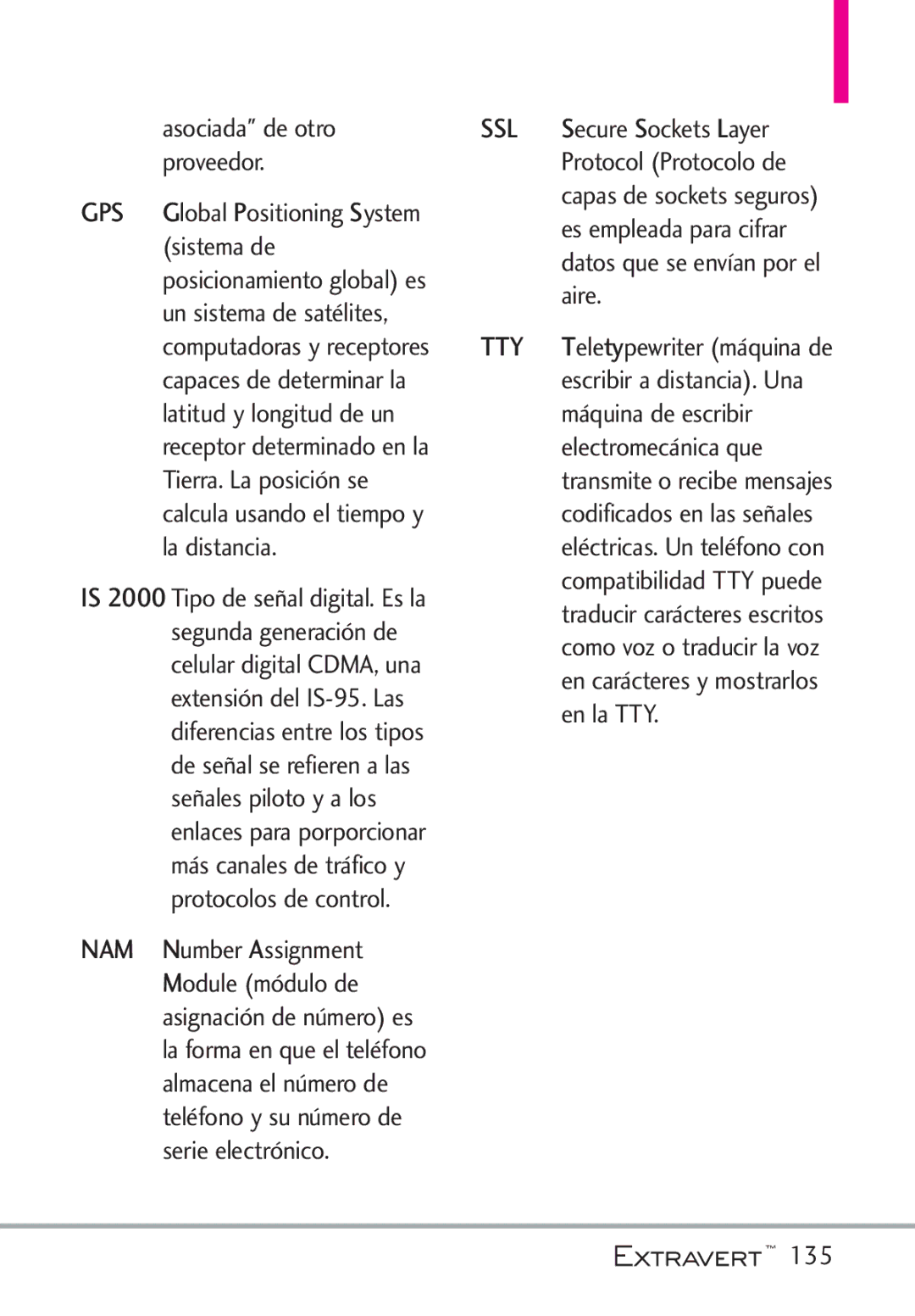 LG Electronics MFL67402301(1.0)H manual Proveedor Lobal Ositioning Ystem, Secure Sockets Layer Protocol Protocolo de, 135 