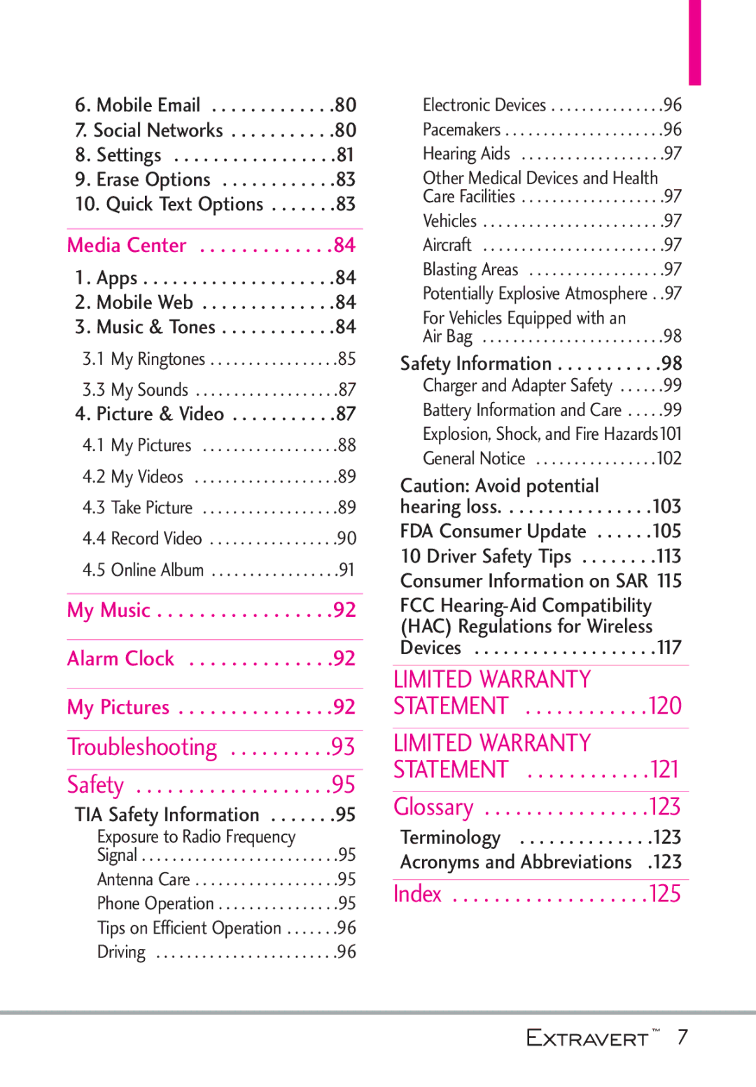 LG Electronics MFL67402301(1.0)H manual Troubleshooting Safety, Glossary, Index 