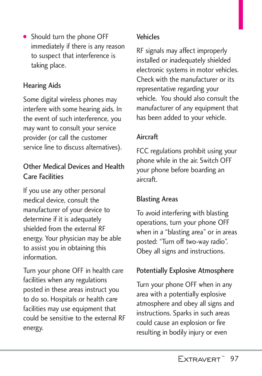 LG Electronics MFL67402301(1.0)H manual Hearing Aids, Other Medical Devices and Health Care Facilities, Vehicles, Aircraft 