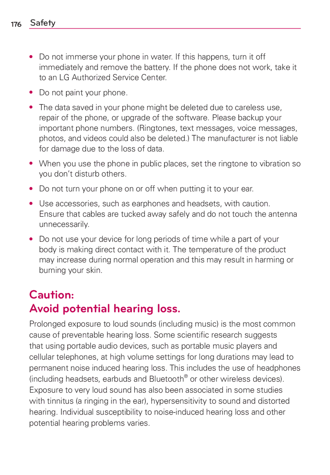 LG Electronics MFL67696601 manual Avoid potential hearing loss 