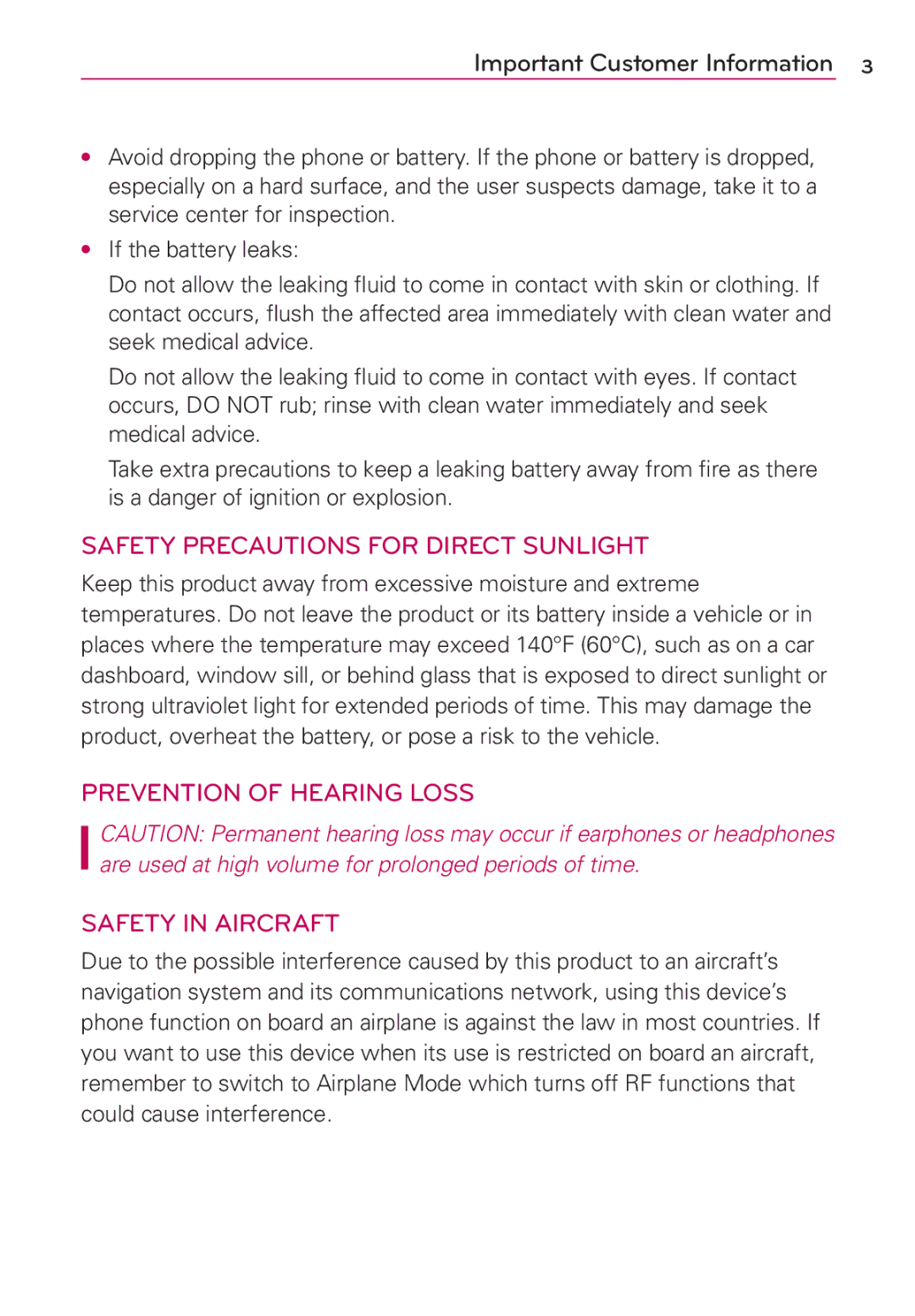 LG Electronics MFL67696601 manual Safety Precautions for Direct Sunlight 