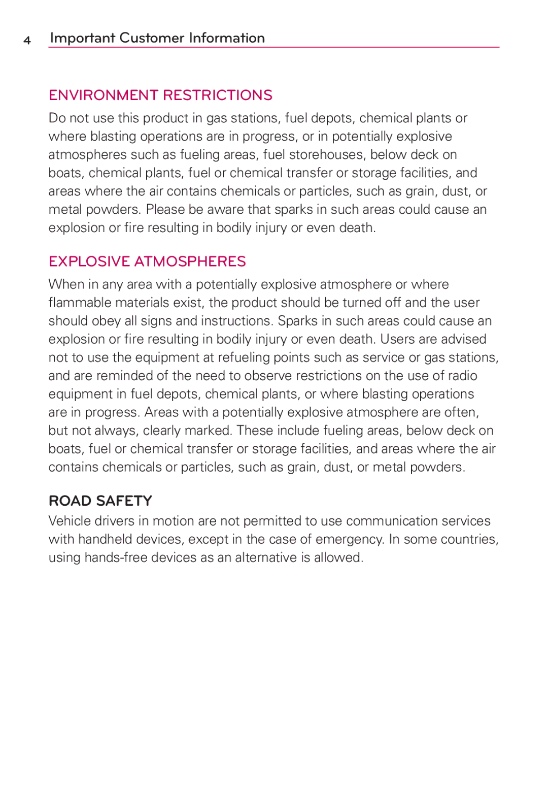 LG Electronics MFL67696601 manual Road Safety 