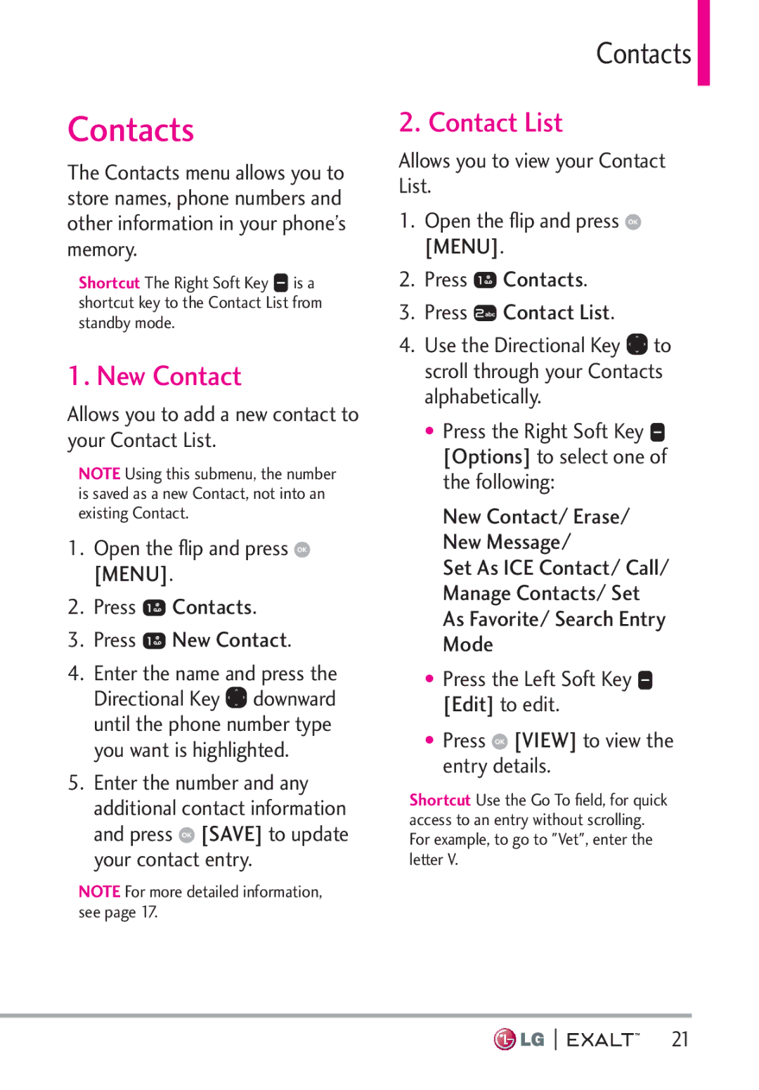 LG Electronics MFL67874301 manual New Contact, Contact List 