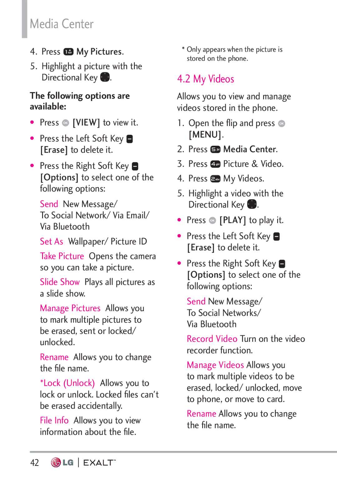 LG Electronics MFL67874301 manual My Videos, Following options are available, † Press View to view it 