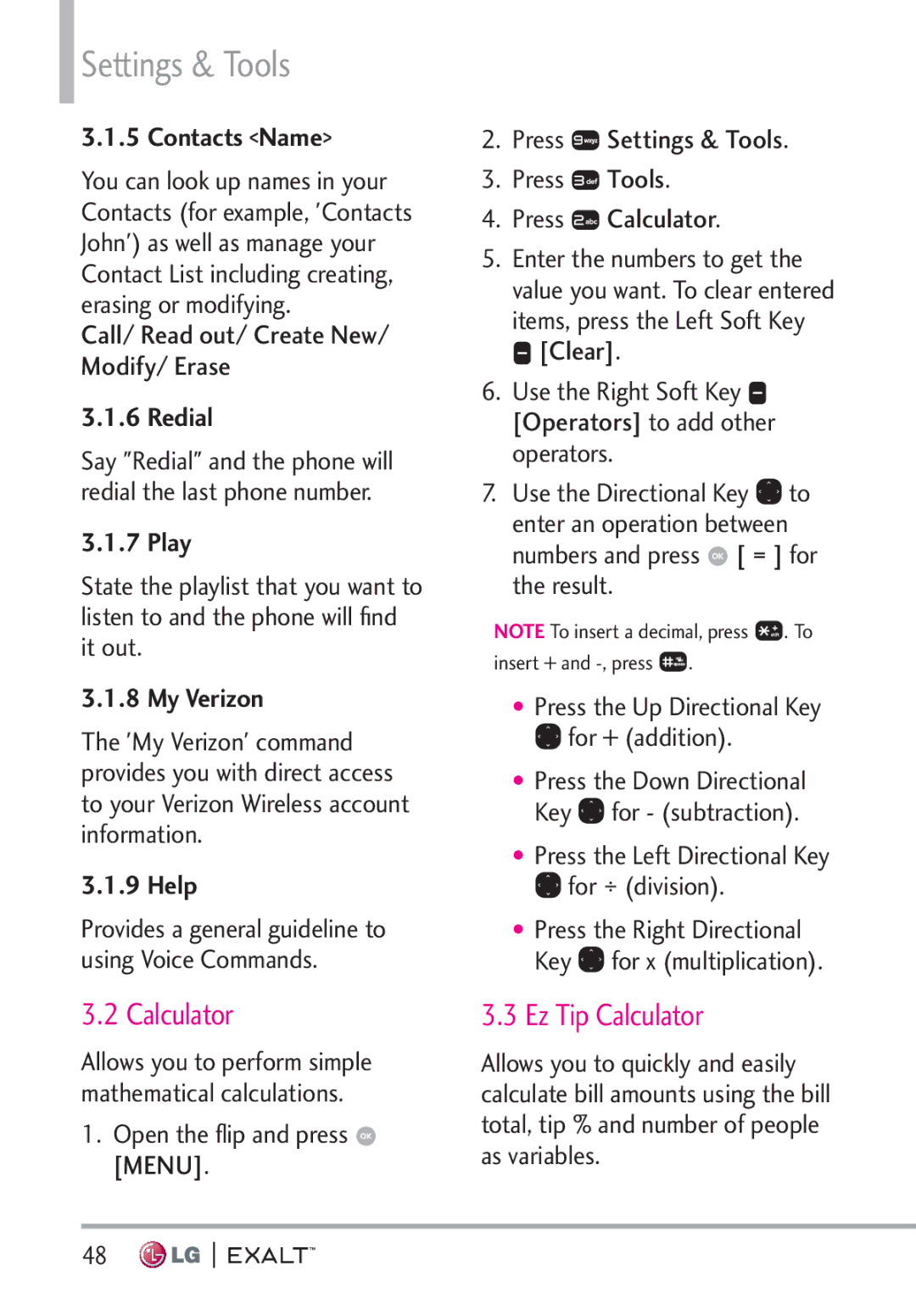 LG Electronics MFL67874301 manual Settings & Tools, Ez Tip Calculator 