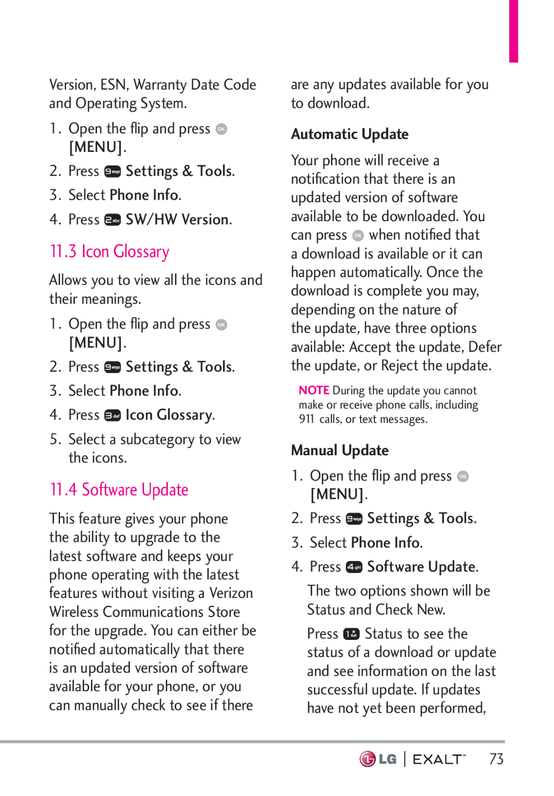 LG Electronics MFL67874301 Icon Glossary, Software Update, Are any updates available for you to download, Automatic Update 