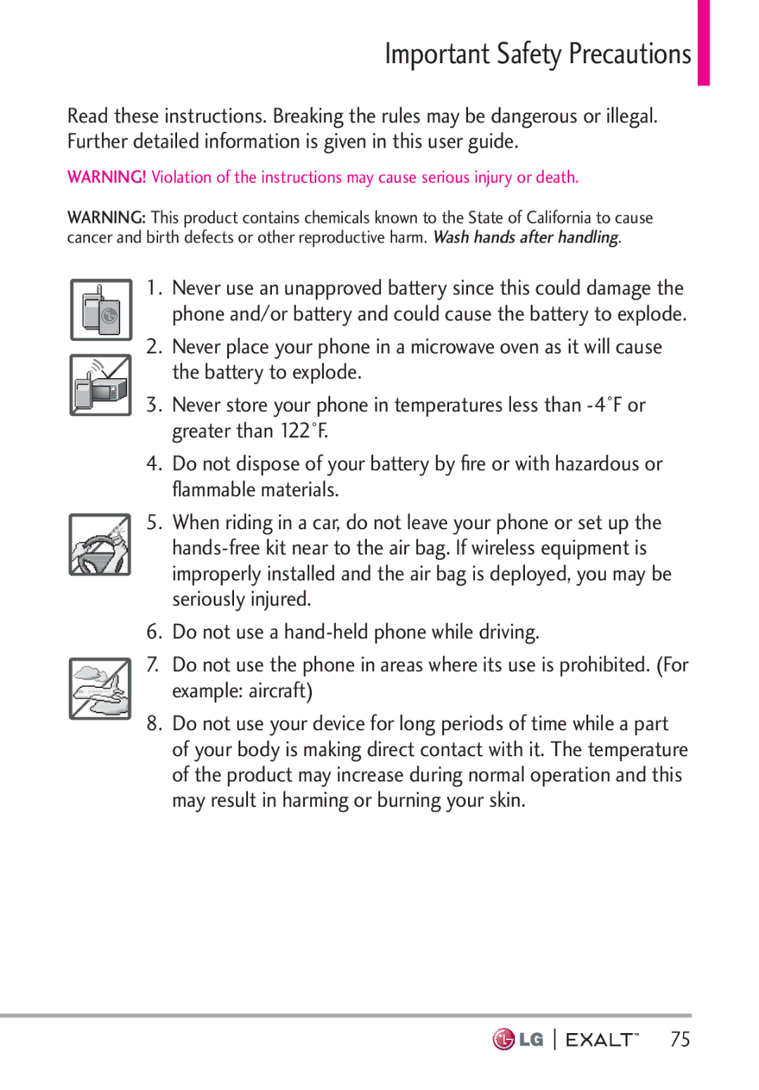 LG Electronics MFL67874301 manual Important Safety Precautions 