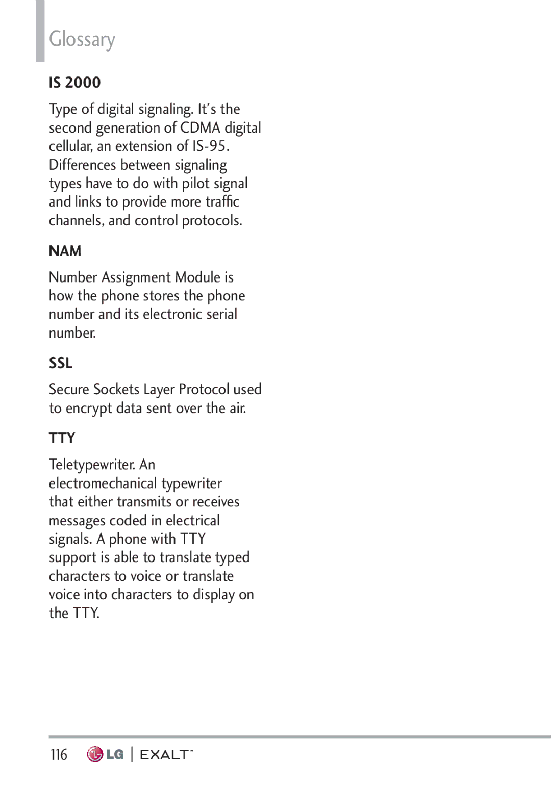 LG Electronics MFL67874301 manual Glossary, 116 