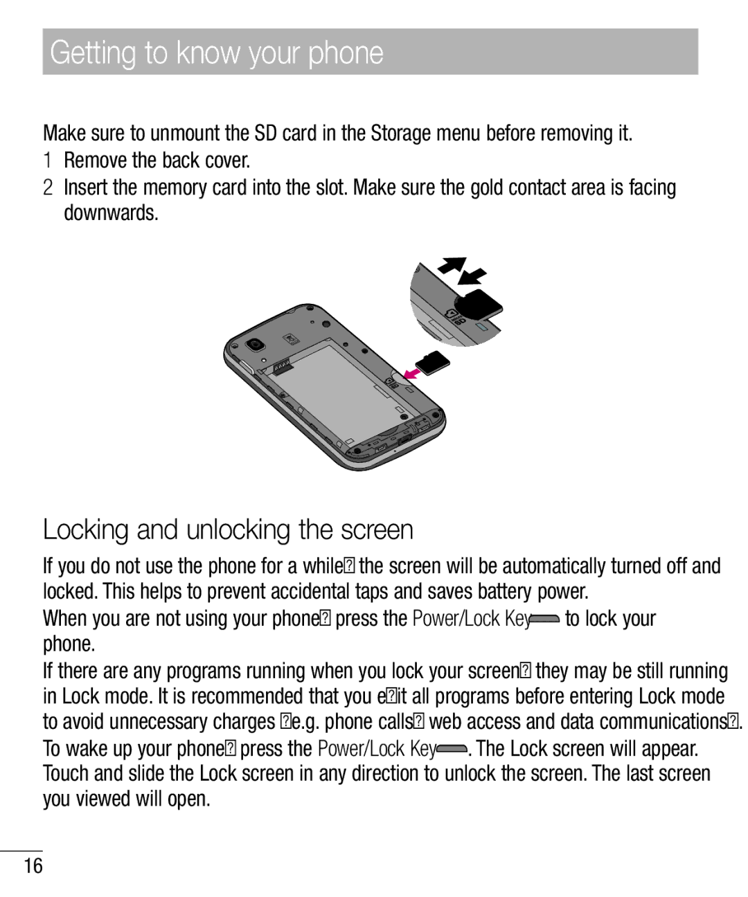 LG Electronics MFL67940201 manual Using the memory card, Locking and unlocking the screen 