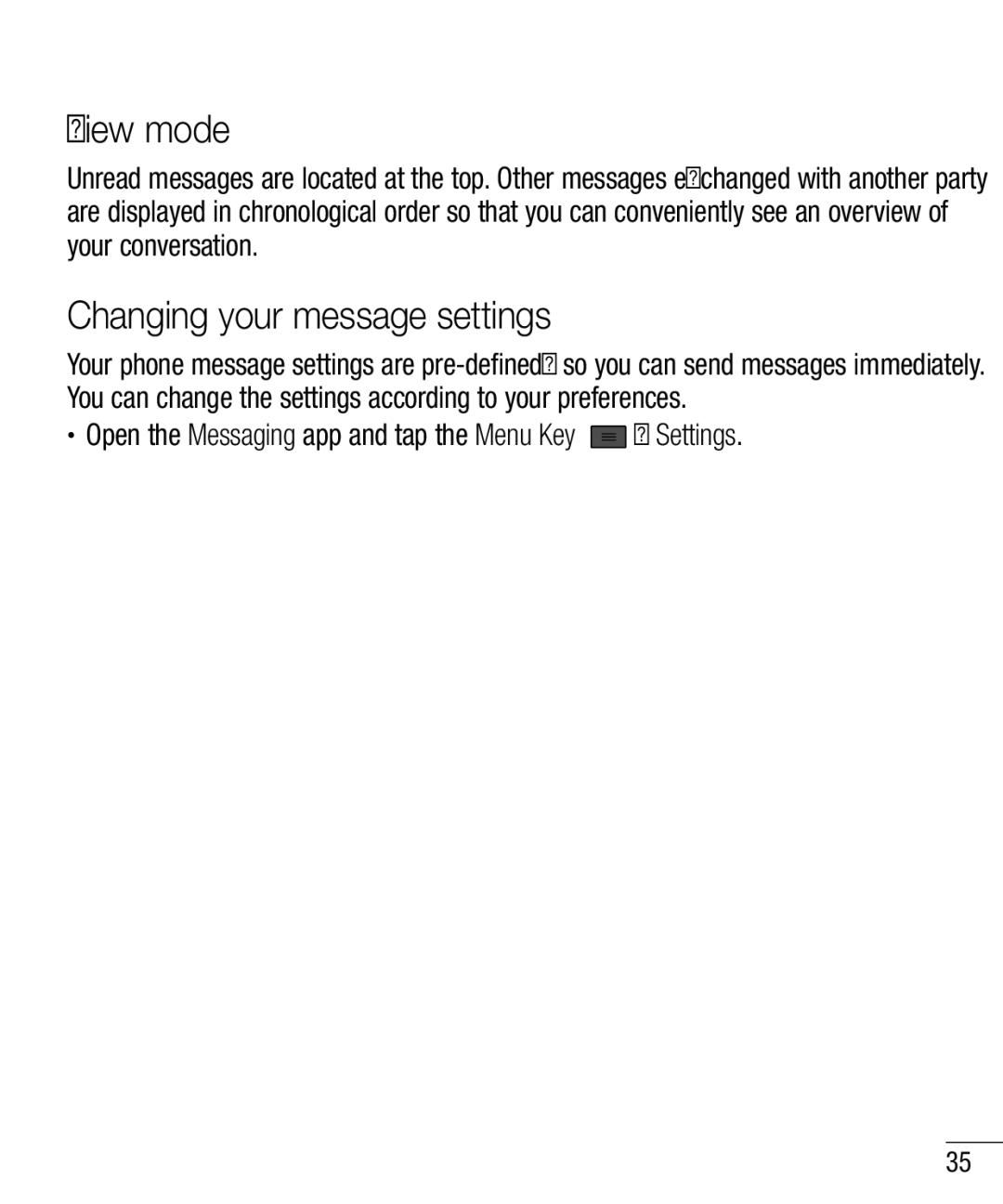 LG Electronics MFL67940201 manual View mode, Changing your message settings 