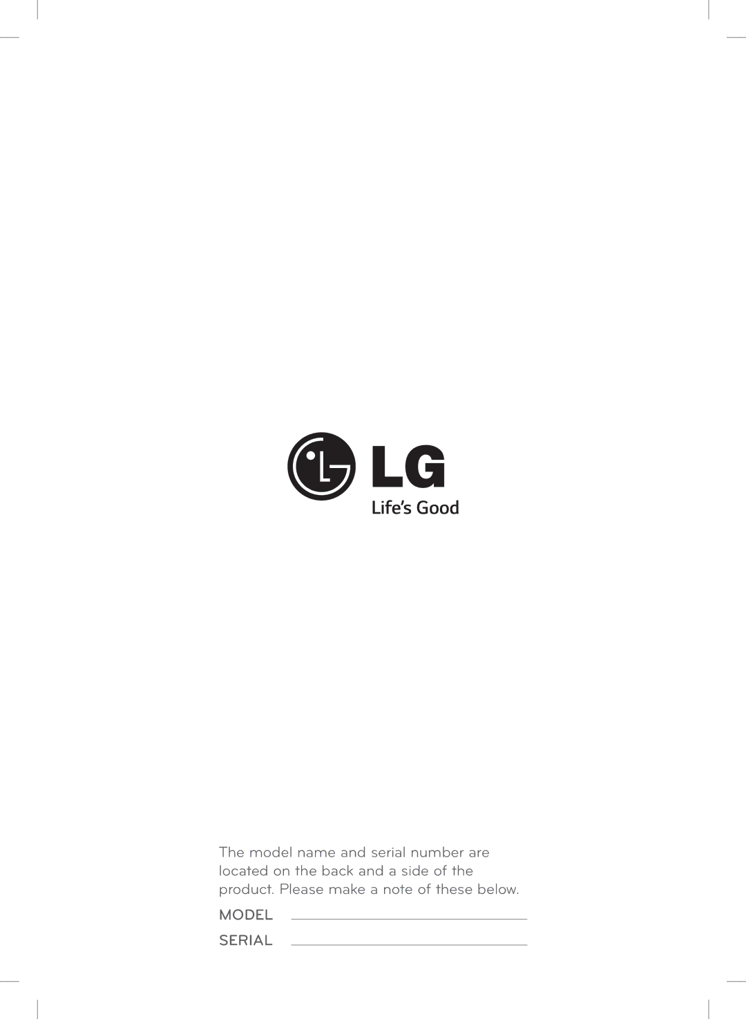 LG Electronics MFL68001401 owner manual Model Serial 