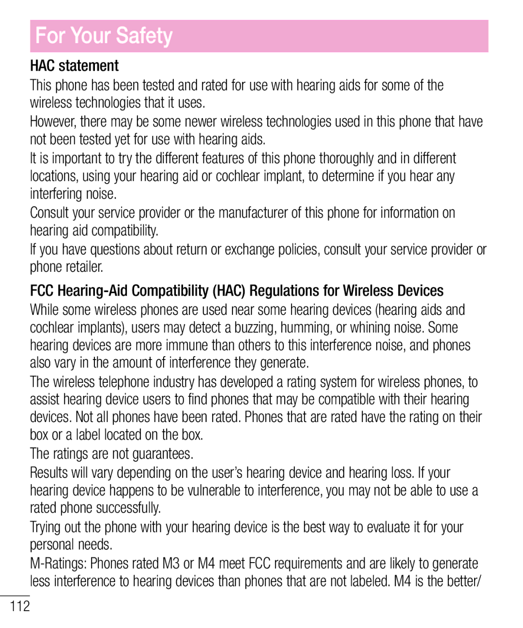 LG Electronics MFL68301001 (1.0) manual HAC statement, Ratings are not guarantees 