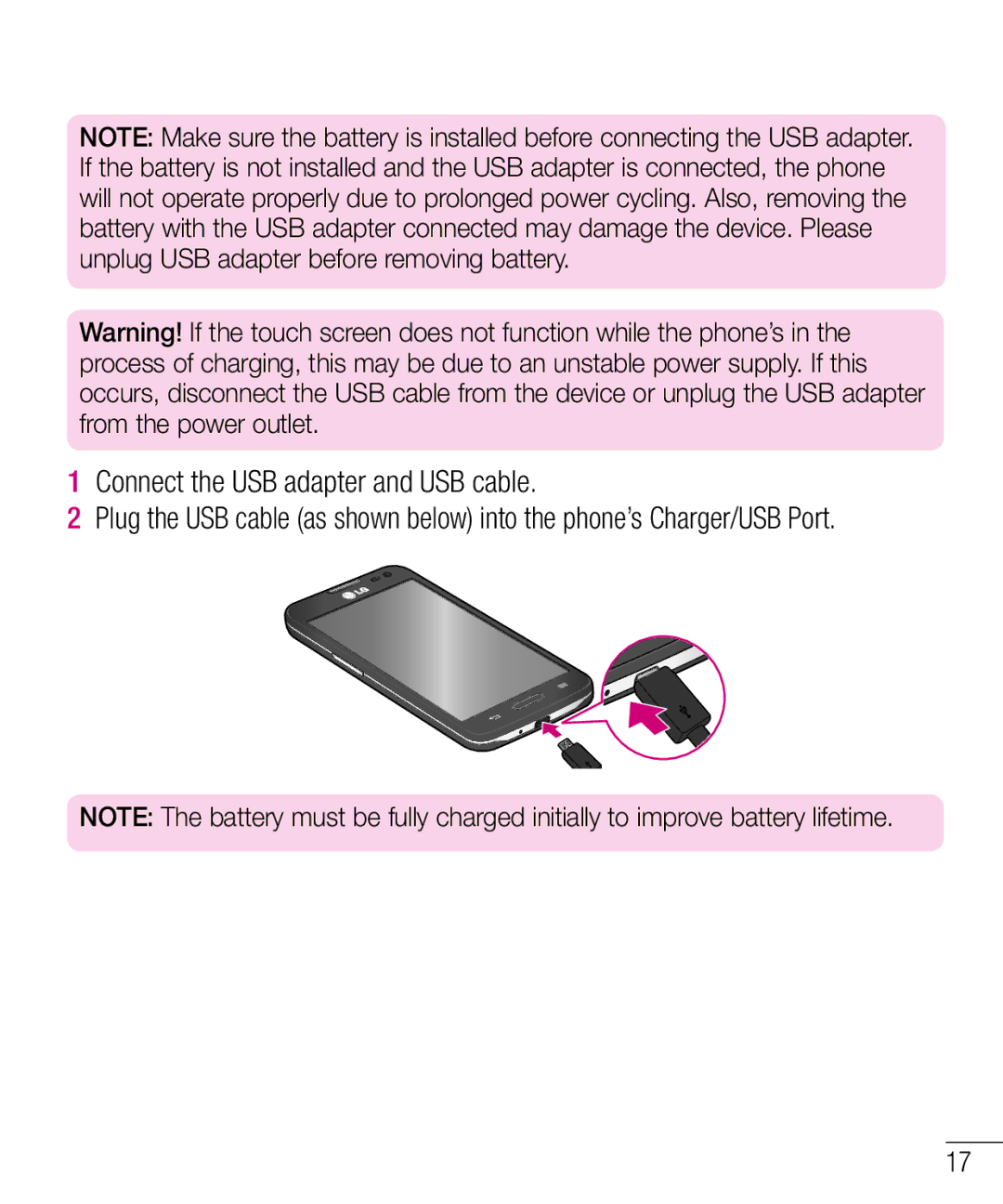 LG Electronics MFL68301001 (1.0) manual Connect the USB adapter and USB cable 