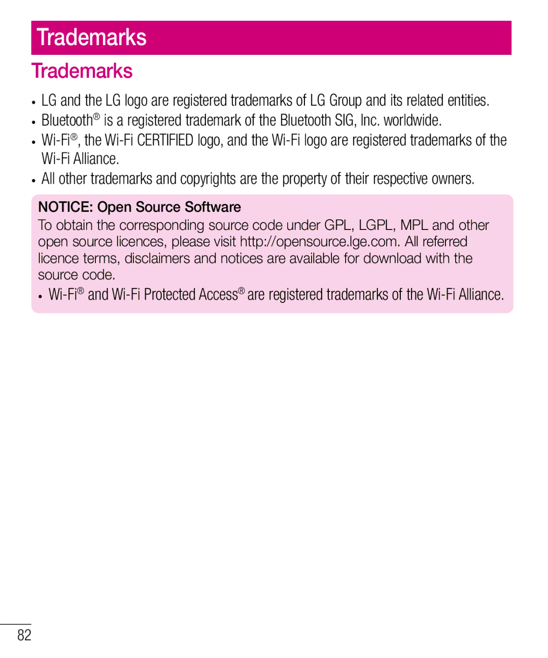 LG Electronics MFL68301001 (1.0) manual Trademarks 