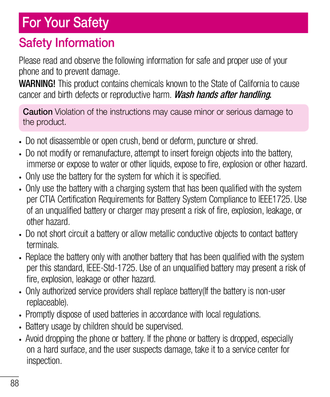 LG Electronics MFL68301001 (1.0) manual For Your Safety, Safety Information 