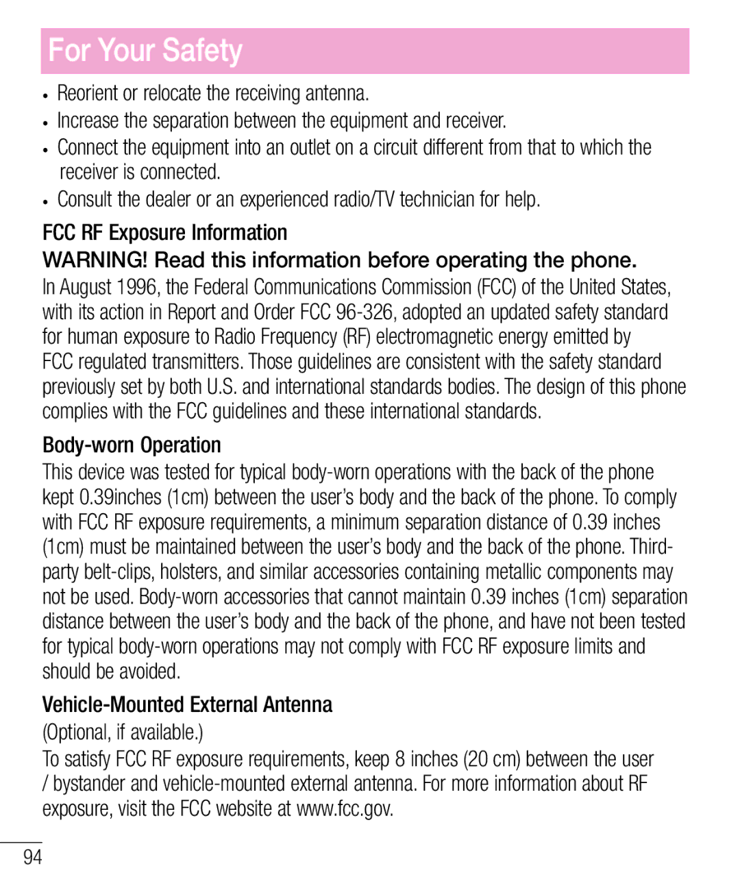 LG Electronics MFL68301001 (1.0) manual Body-worn Operation 