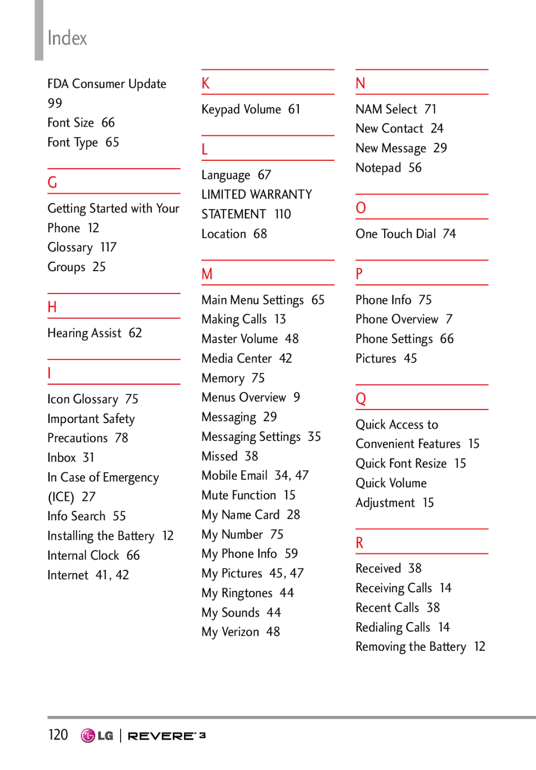 LG Electronics MFL68526201 manual Index, 120 