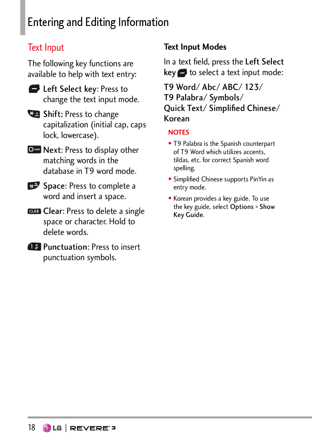 LG Electronics MFL68526201 manual Text Input Modes 