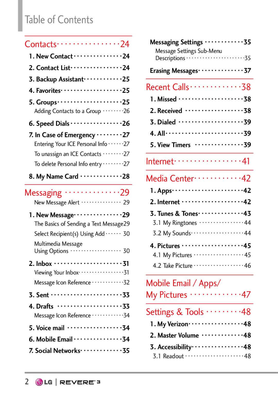 LG Electronics MFL68526201 manual Table of Contents 