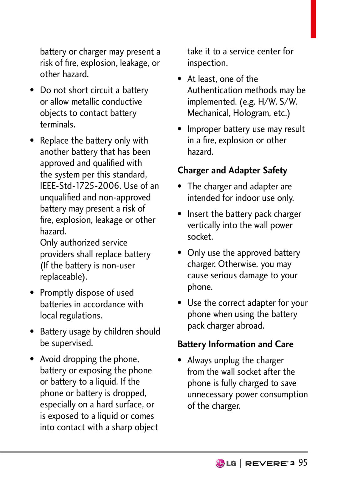 LG Electronics MFL68526201 Battery usage by children should be supervised, Take it to a service center for inspection 