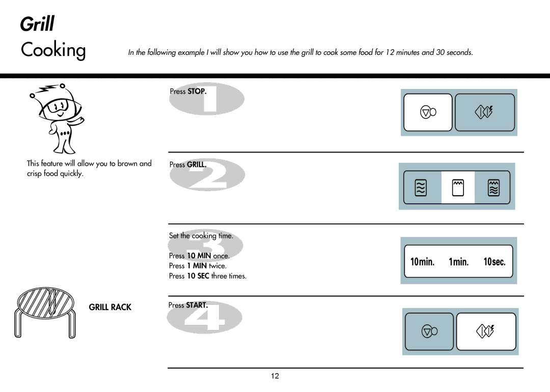 LG Electronics MH-6047G, MH-6048SS, MH-6047C instruction manual Grill, Cooking 