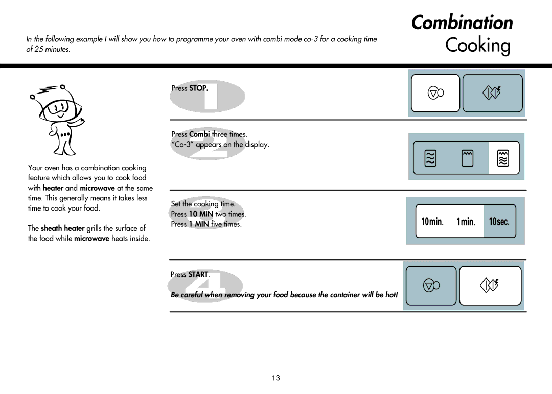 LG Electronics MH-6048SS, MH-6047G, MH-6047C instruction manual Combination, Press Start 