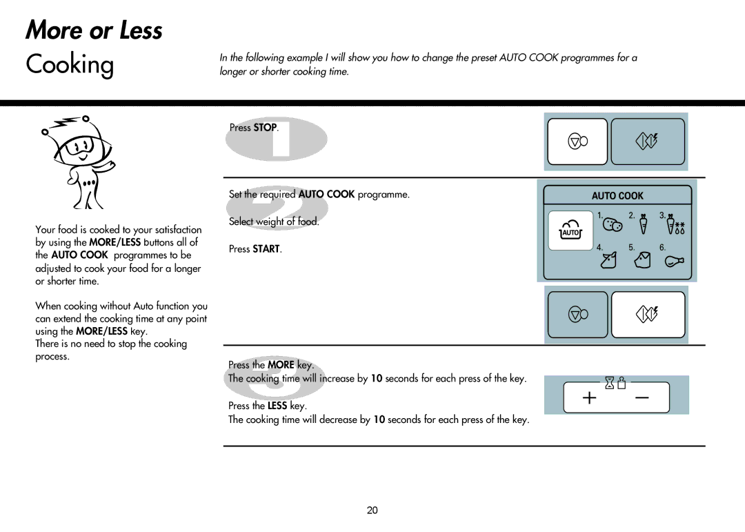 LG Electronics MH-6047G, MH-6048SS, MH-6047C instruction manual More or Less Cooking 