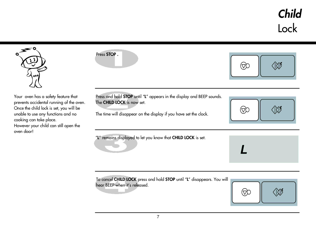 LG Electronics MH-6047C, MH-6047G, MH-6048SS instruction manual Child, Lock 