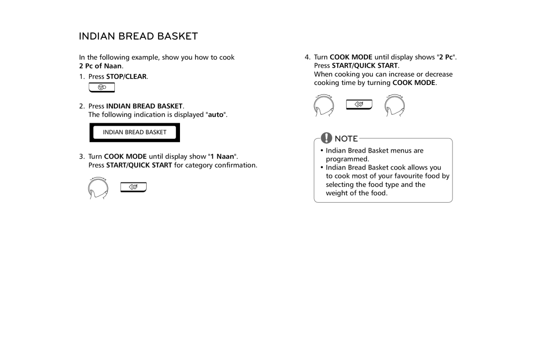 LG Electronics MJ3281CG owner manual Indian Bread Basket 