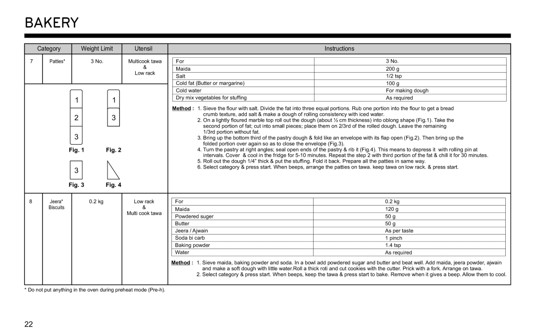 LG Electronics MJ3281CG owner manual Bakery 