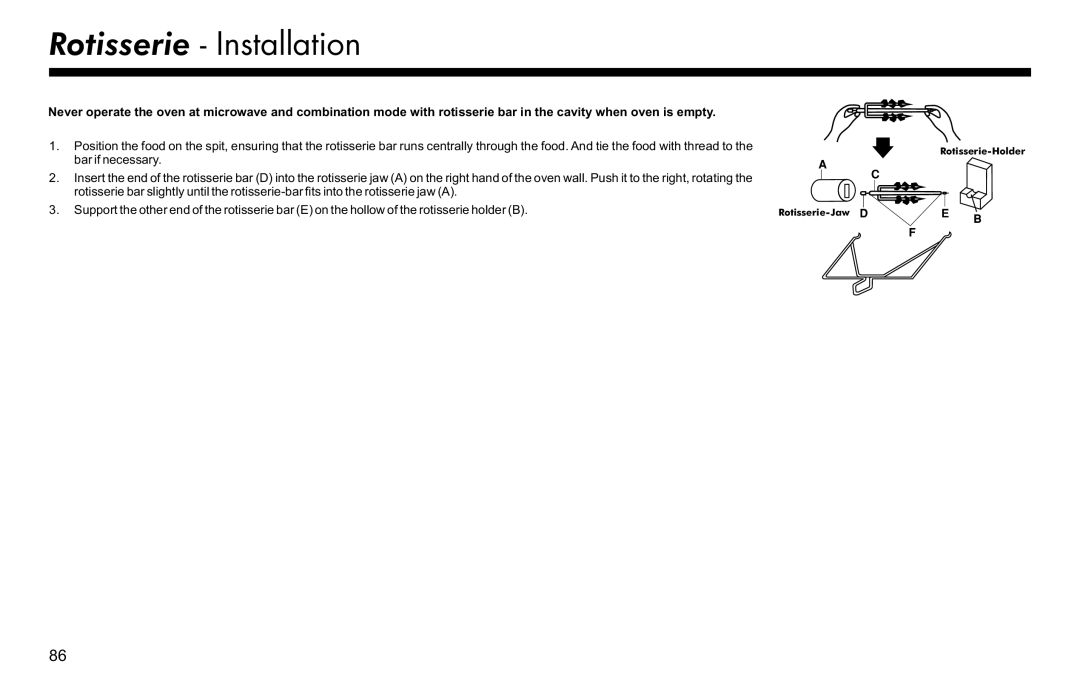 LG Electronics MJ3281CG owner manual Rotisserie Installation 